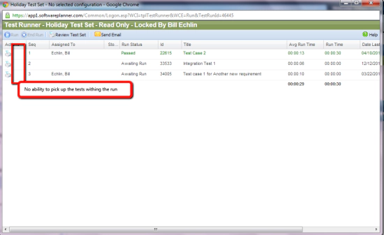 No ability to pick up the tests within the run