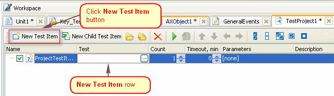 TestComplete Project Test Items