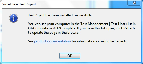 Agent Installed on TestComplete Machine Agent Installed on TestComplete Machine
