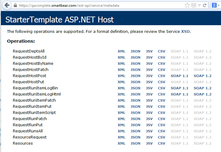 Rest Operations List in QAComplete Rest Operations List in QAComplete