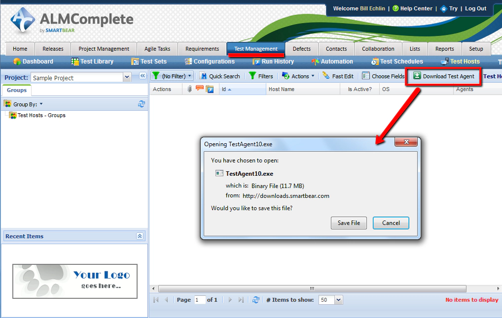 Downloading the Test Agent in QAComplete Downloading the Test Agent in QAComplete