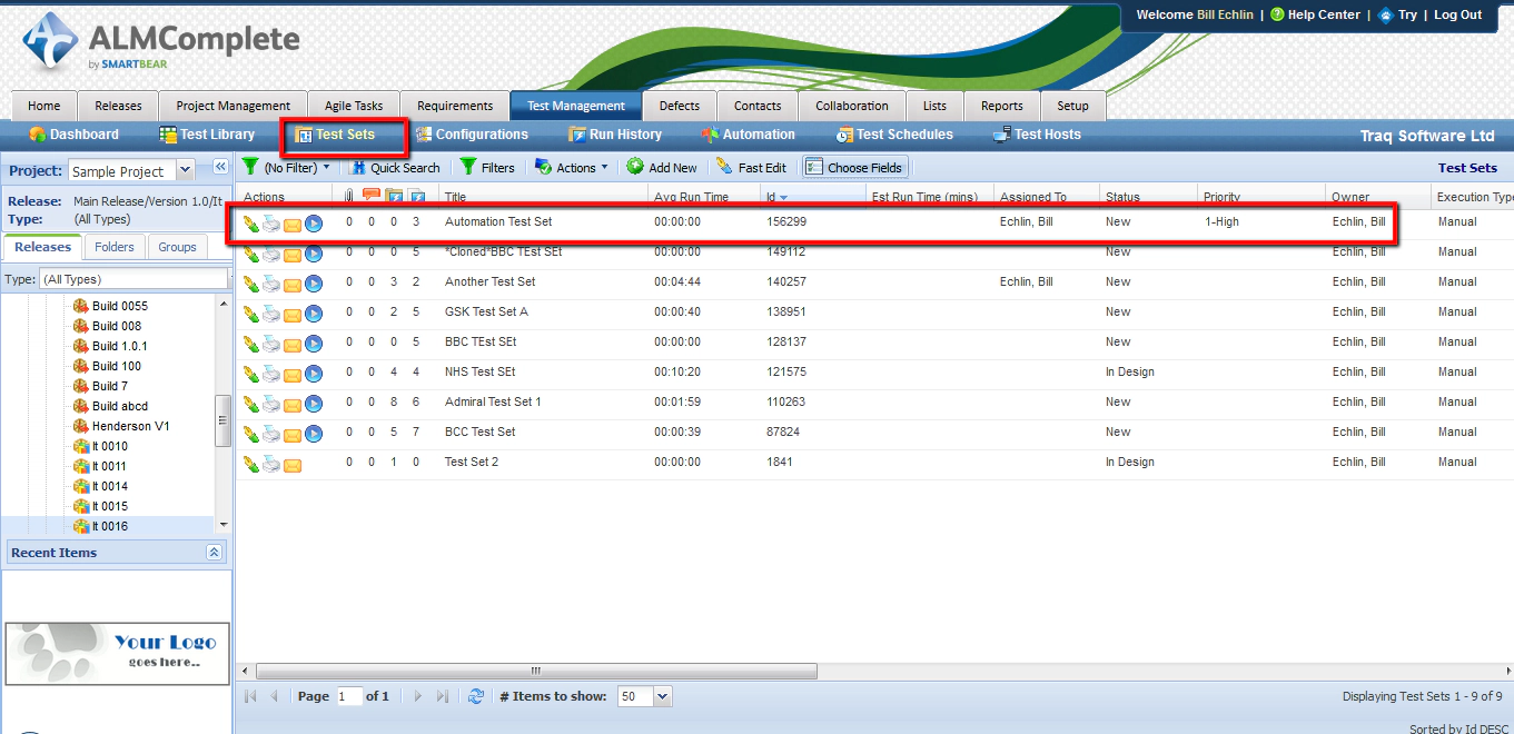 Create Test Set (3) in QAComplete