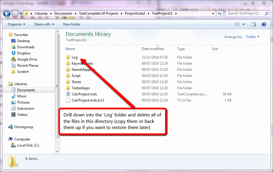 Delete Log Files In TestComplete Delete Log Files In TestComplete