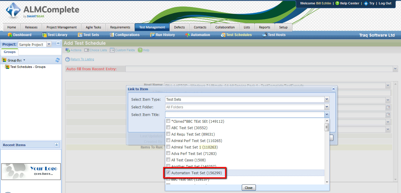 Link to Test Items in QAComplete Link to Test Items in QAComplete