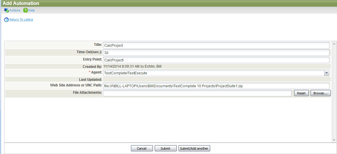 Test Case Record (2) in QAComplete