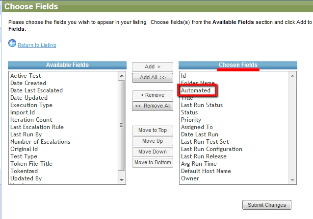 Choose List of Fields Dialogue in QAComplete
