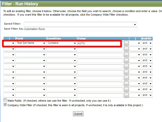 Test Set Filter in QAComplete