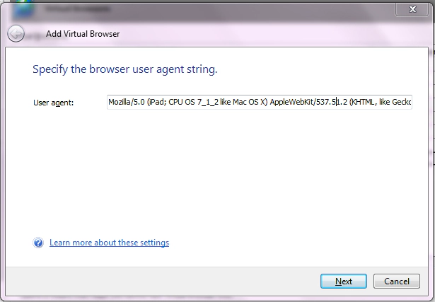 Specify The User Agent String Specify The User Agent String