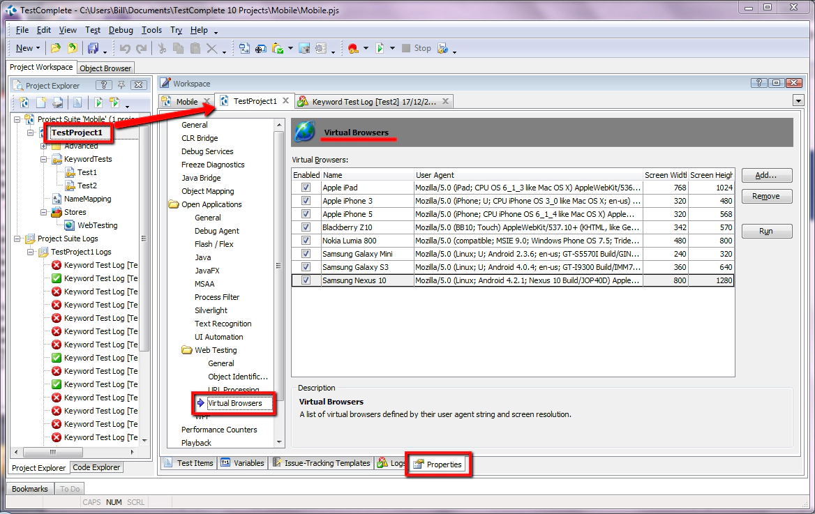 TestComplete Properties TestComplete Properties