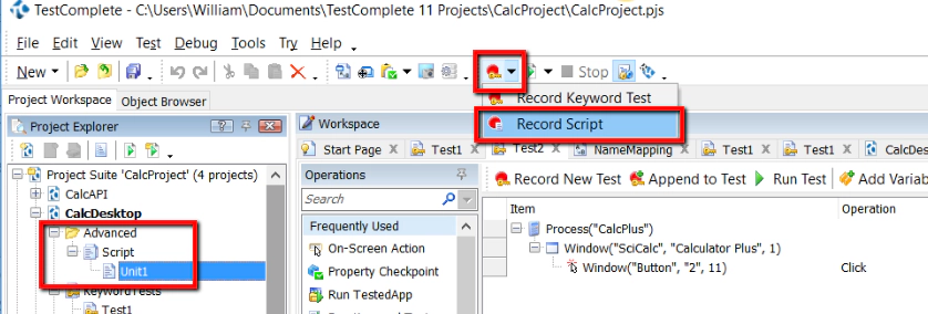TestComplete Recording Script