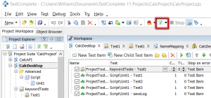 testcomplete project run