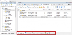 testcomplete project tabs