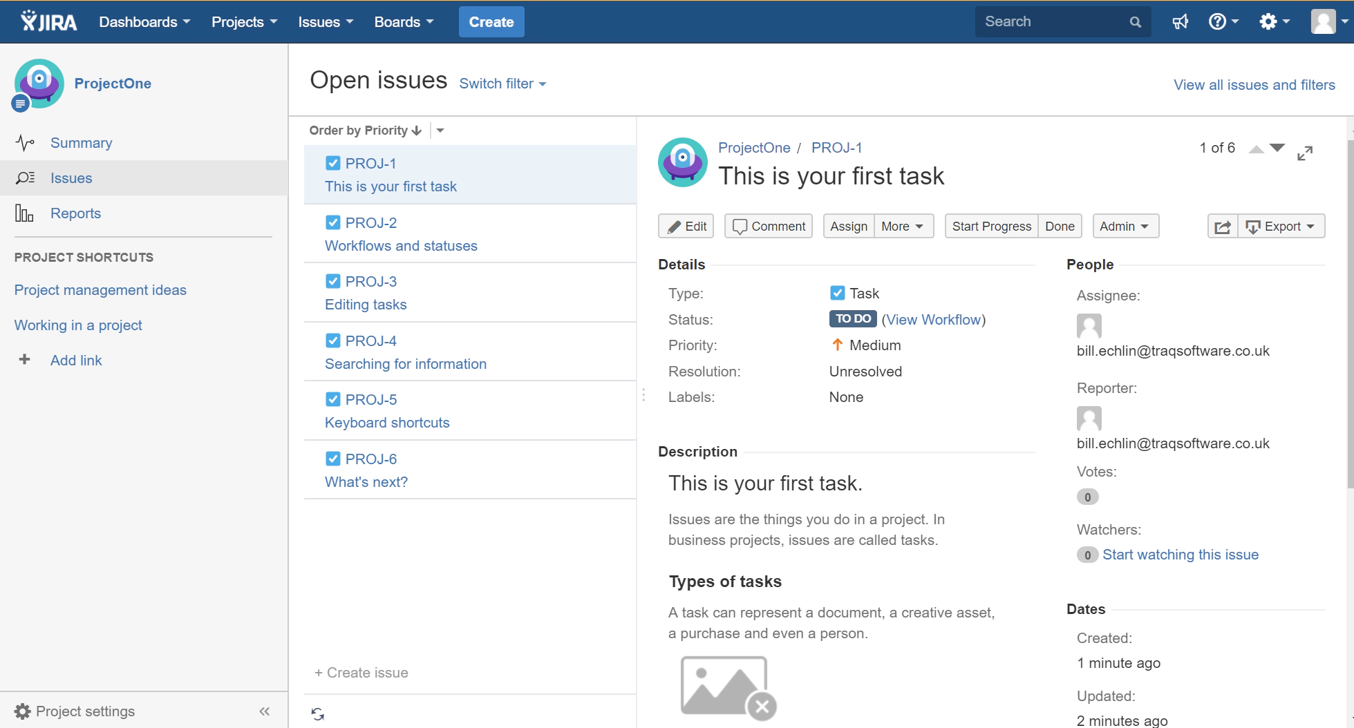 jira-projectone-issues