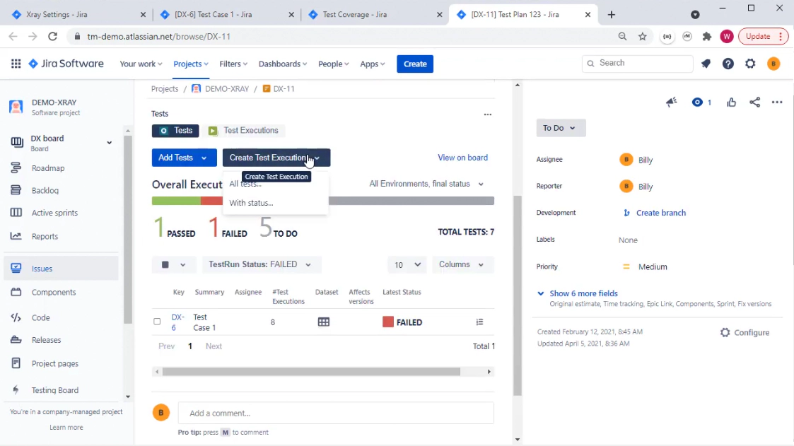 Creating Test Execution Creating Test Execution