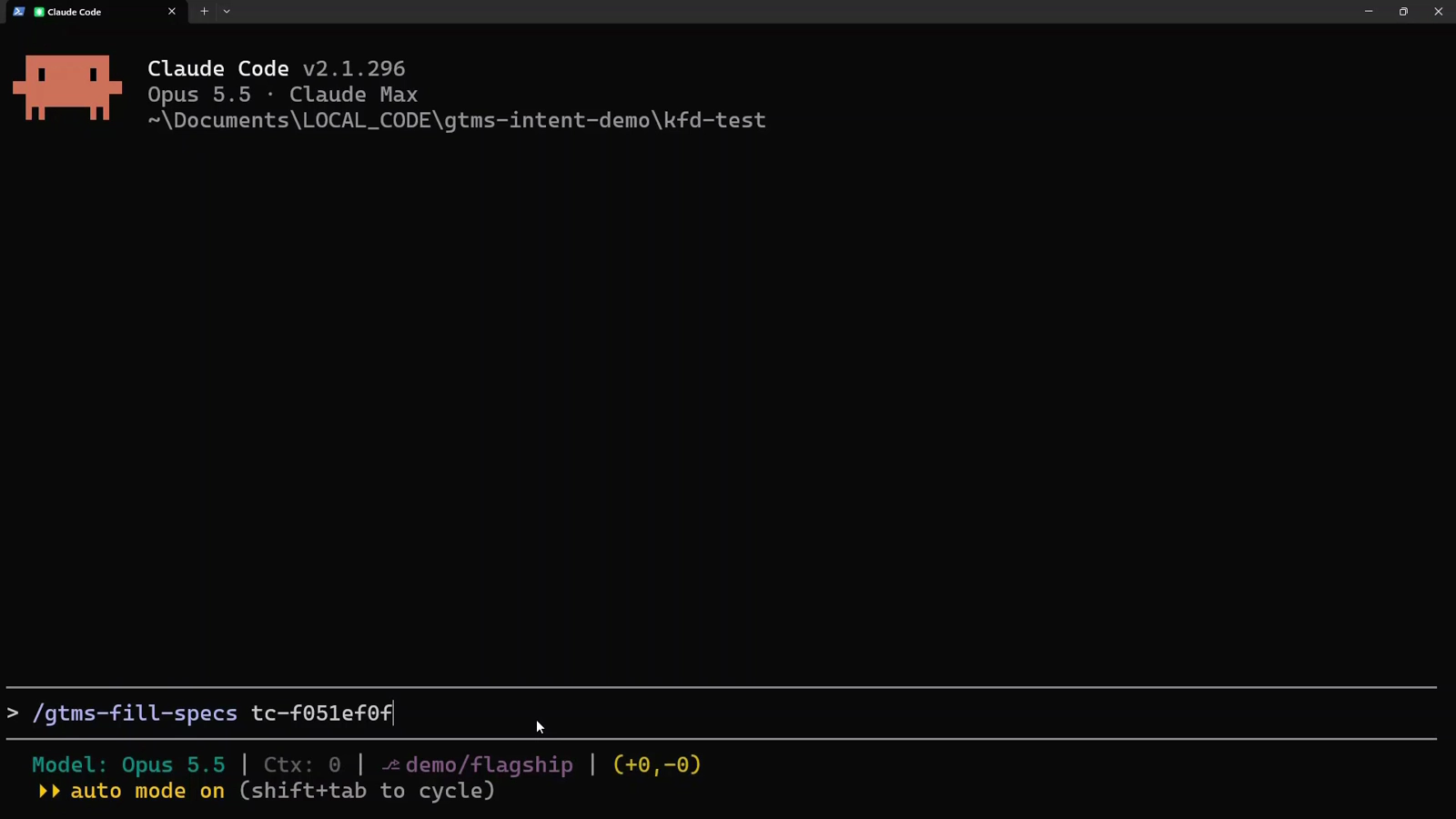 The agent writes the Playwright script from the test case, through a custom command