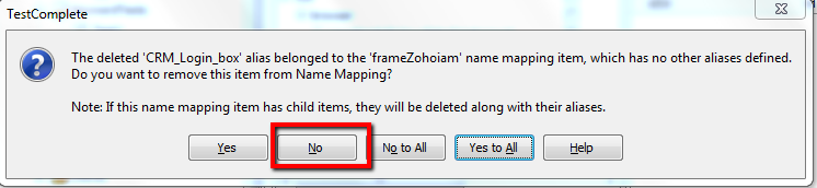 Confirm Delete Object Alias in TestComplete Confirm Delete Object Alias In TestComplete