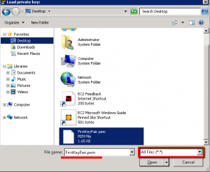 AWS EC2 Load pem file in puttyGen