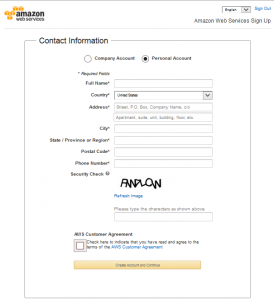 AWS Sign up form