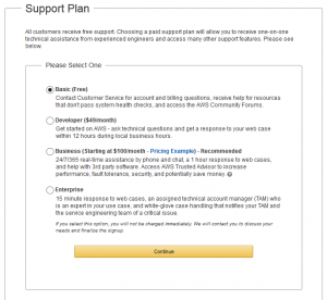 AWS Select Your Free Plan