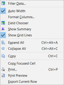 TestComplete log context menu