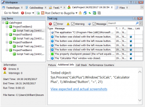 TestComplete log workspace