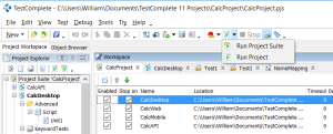 testcomplete project suite run