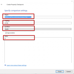 testcomplete property checkpoint wizard