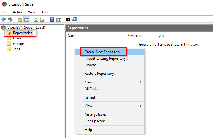 Visual SVN Server Create Repo